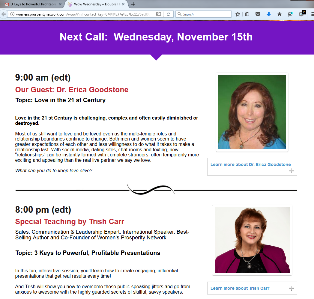 WOW Wednesday, Dr. Erica is interviewed by Trish Carr